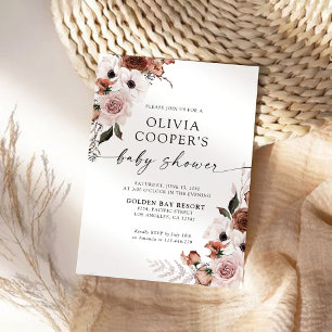 Invitation au Baby shower floral de soie