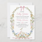 Invitation au Baby shower floral d'oie soie (Devant)