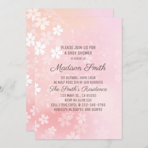 Invitation au Baby shower floral en fleurs de ceri