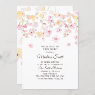 Invitation au Baby shower floral en fleurs de ceri