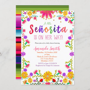 Invitation au Baby shower floral Fiesta