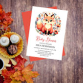 Invitation au Baby shower Floral Fox Cute