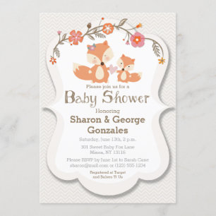 Invitation au Baby shower Floral Fox de Woodland