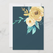 Invitation au Baby shower Floral Gold Turquoise (Dos)