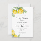 Invitation au Baby shower floral jaune (Devant)