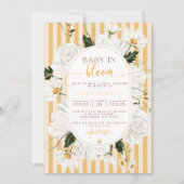 Invitation au Baby shower floral jaune (Devant)