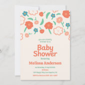 Invitation au Baby shower floral lunaire pour fill (Devant)