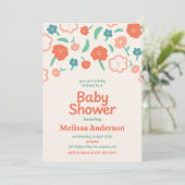 Invitation au Baby shower floral lunaire pour fill (Debout devant)