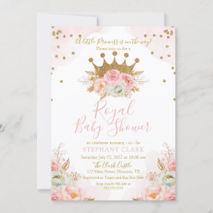 Invitation au Baby shower Floral Pink & Gold