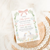 Invitation au Baby shower floral rose d'oie soie