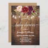 Invitation au Baby shower floral rustique (Devant / Derrière)