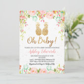 Invitation au Baby shower floral tropical des fill (Debout devant)
