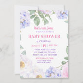 Invitation au Baby shower Floral Violet (Devant)