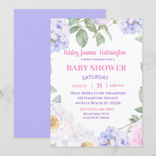 Invitation au Baby shower Floral Violet