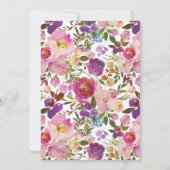 Invitation au Baby shower Floral Violet et Rose (Dos)