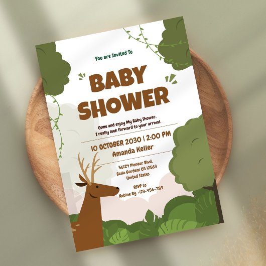 Invitation au Baby shower forestier