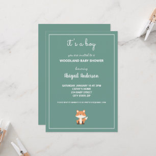 Invitation au Baby shower forestier de Fox de bois