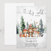 Invitation au Baby shower forestier d'hiver (Devant / Derrière)