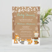Invitation au Baby shower forestier d'hiver (Debout devant)