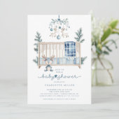 Invitation au Baby shower forestier d'hiver (Debout devant)