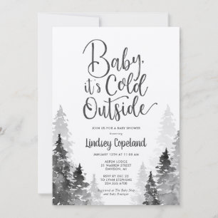 Invitation au Baby shower forestier d'hiver