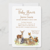 Invitation au Baby shower forestier mignon (Devant)