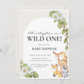 Invitation au Baby shower forestier Neutre Wild On (Devant / Derrière)