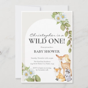 Invitation au Baby shower forestier Neutre Wild On