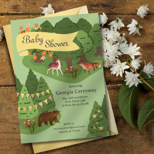 Invitation au Baby shower forestier Storybook