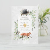 Invitation au Baby shower forestier vert (Debout devant)