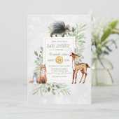 Invitation au Baby shower forestier vert (Debout devant)