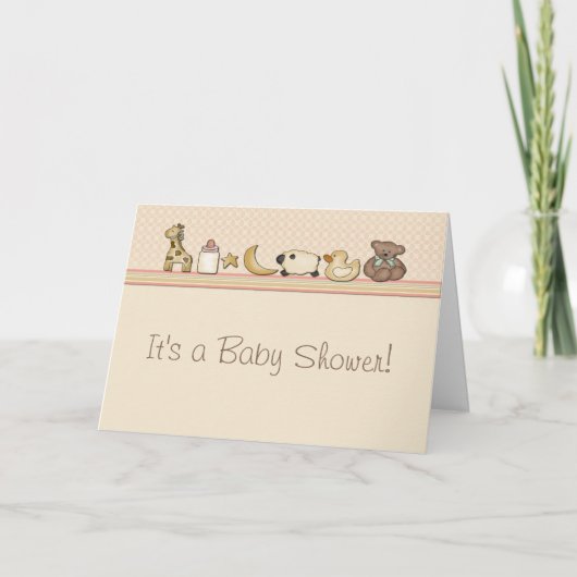 Invitation au Baby shower frontalier animal (Devant)