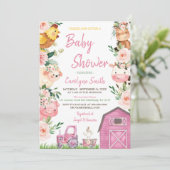 Invitation au baby shower Girl Farm (Debout devant)