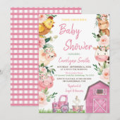 Invitation au baby shower Girl Farm (Devant / Derrière)