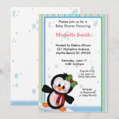 Invitation au Baby shower Girl Penguin (Devant / Derrière)