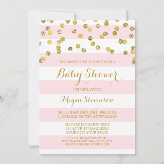 Invitation au Baby shower Gold Confetti de Pink St (Dos)