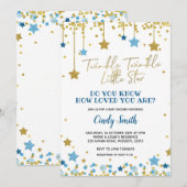 Invitation au Baby shower Gold Little Star Twinkle (Devant / Derrière)