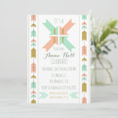 Invitation au Baby shower Gold Tribal Arrow (Debout devant)