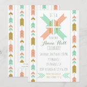 Invitation au Baby shower Gold Tribal Arrow (Devant / Derrière)