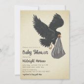 Invitation au Baby shower gothique du Corbeau (Devant)