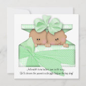 Invitation au Baby shower Green TWIN African Ameri (Devant)