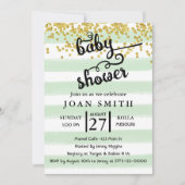 Invitation au Baby shower Green Watercolor Stripes (Devant)