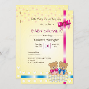 invitation au baby shower, il y a des jumeaux