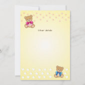 invitation au baby shower, il y a des jumeaux (Dos)