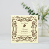 Invitation au Baby shower jaune Brown Vintage (Debout devant)