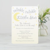 Invitation au baby shower jaune étoile Twinkle (Debout devant)