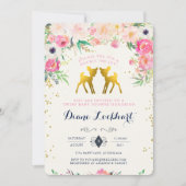 Invitation au Baby shower jumeau Baby Deer (Devant)
