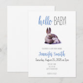 Invitation au Baby shower lapin et lapin (Devant / Derrière)