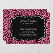 Invitation au Baby shower léopard rose (Devant / Derrière)