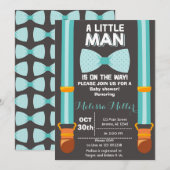 Invitation au Baby shower Little Man (Devant / Derrière)